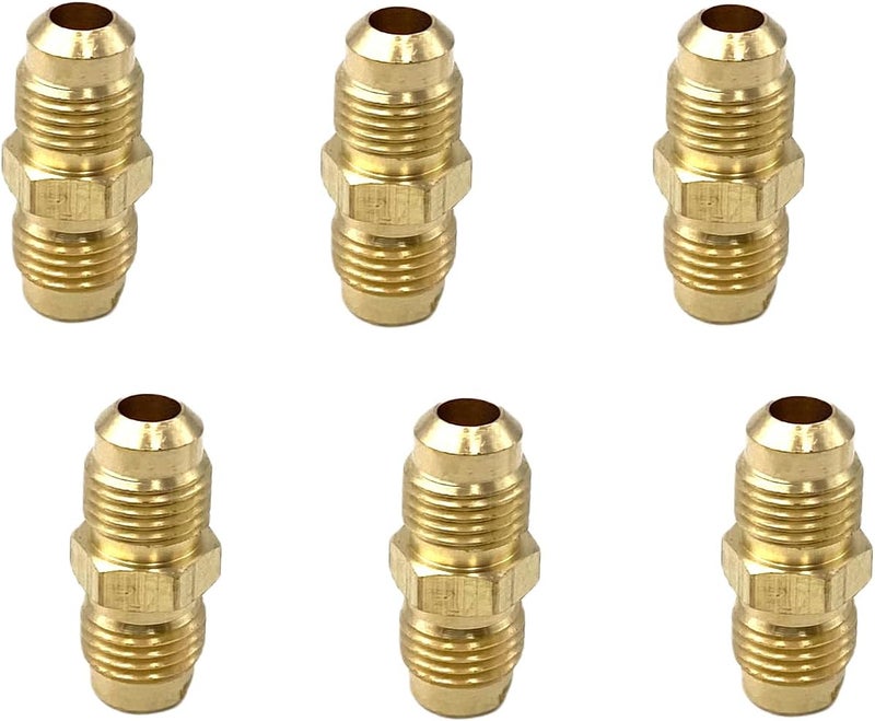 Bumugufu 6 Pcs 5/16" Flared Tube Fittings, 5/16" Male to Male Pipe Flare Fittings for Nature Gas Line, RV Propane and Air Conditioning Line Connection - Image 4